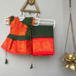 D Green Orange zari gown and Mom saree