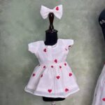 White Red heart cotton gown